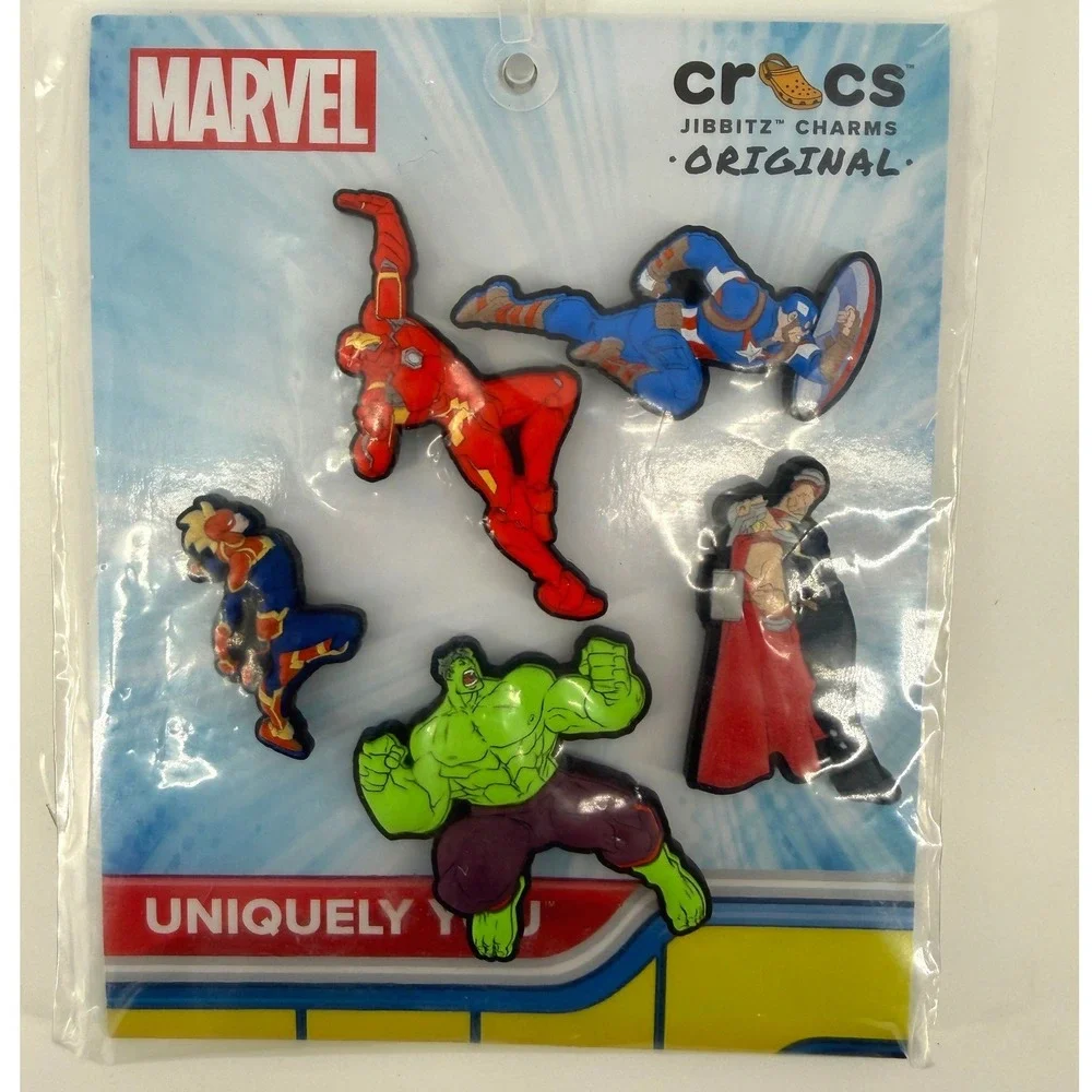 Crocs Jibbitz Marvel Avengers Heroes 5-Pack Shoe Charms Iron Man Hulk Thor New